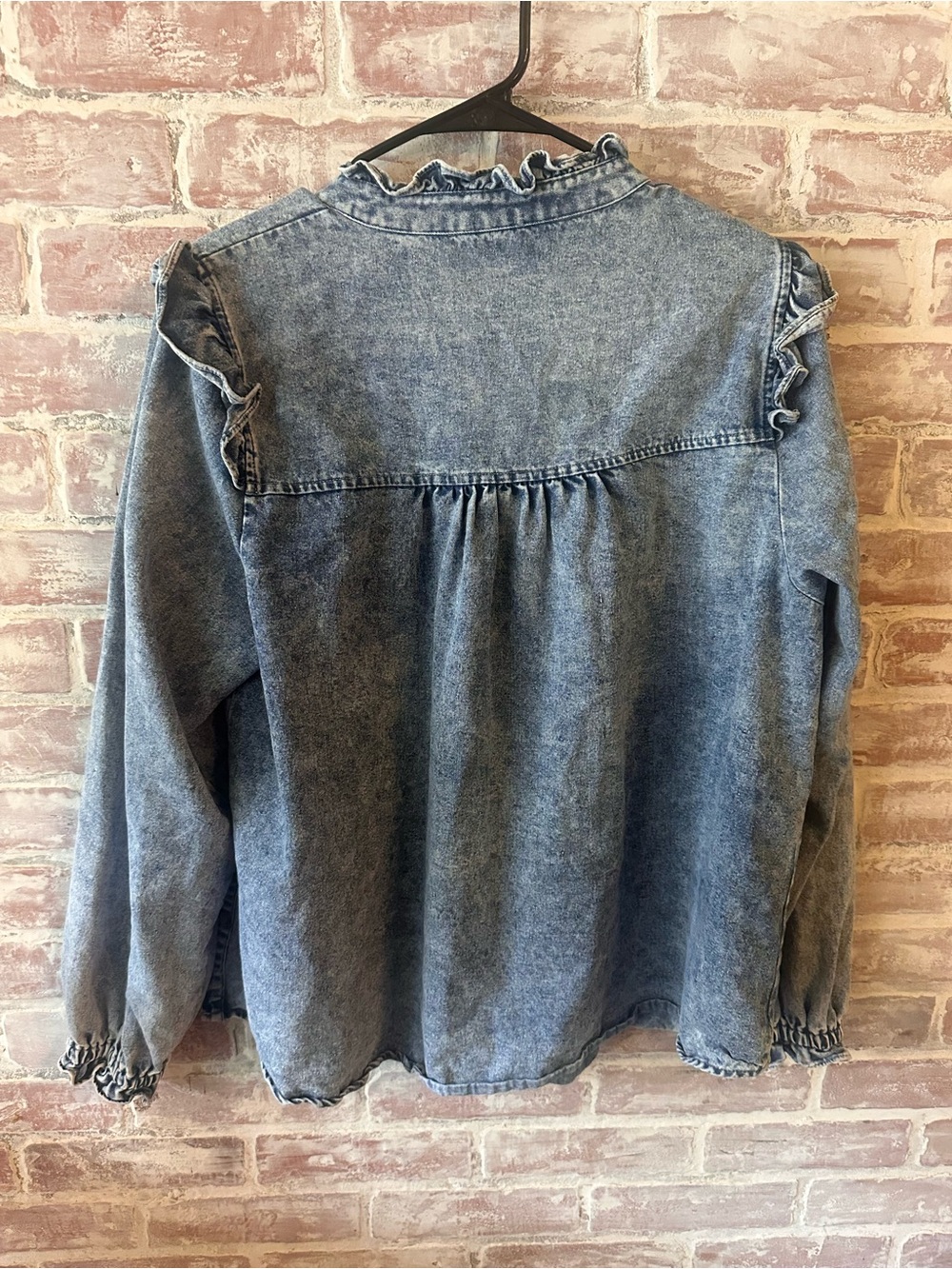 entro Light Blue Ruffle Denim Jacket - Picture 4 of 6